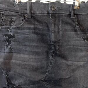 American Eagle Outfitters Charcoal Distressed Mini Skirt